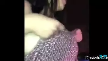 Sexy boob dirl night road