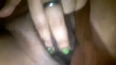 Rubbing wet pussy and big boobs