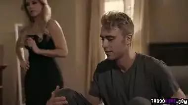 Cheater MILF India Summer caught by her horny stepson with someone else so he blackmailed her to fuck her mature pussy and filled her face with cum.