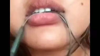 Big boobs horny GF fingering on video call to lover
